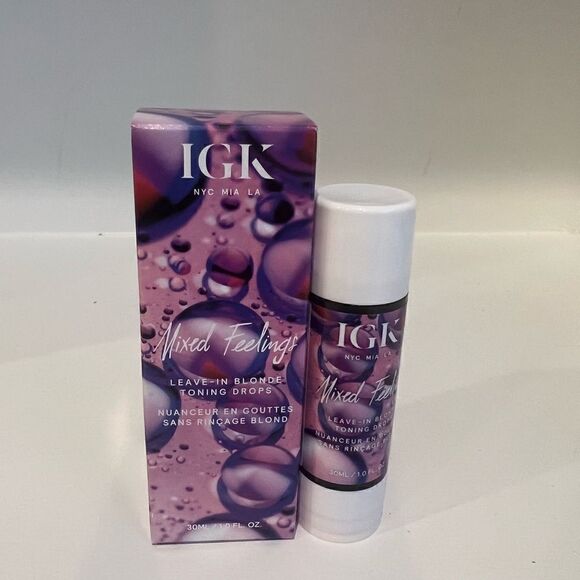 IGK MIXED FEELINGS LEAVE-IN BLONDE TONING purple DROPS brand new in box - Picture 4 of 7